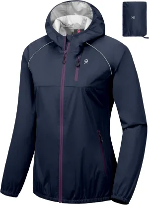 Little Donkey Andy Women's Lightweight Rain Cycling Stretch Jacket with Hood, Windproof and Waterproof, Ultralight Packable
