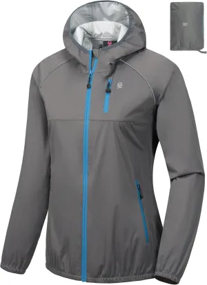 Little Donkey Andy Women's Lightweight Rain Cycling Stretch Jacket with Hood, Windproof and Waterproof, Ultralight Packable