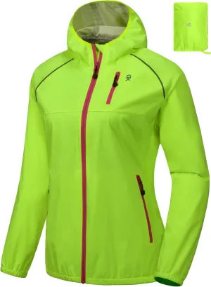 Little Donkey Andy Women's Lightweight Rain Cycling Stretch Jacket with Hood, Windproof and Waterproof, Ultralight Packable