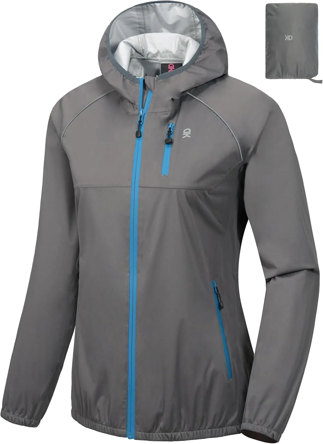 Little Donkey Andy Women's Lightweight Rain Cycling Stretch Jacket with Hood, Windproof and Waterproof, Ultralight Packable