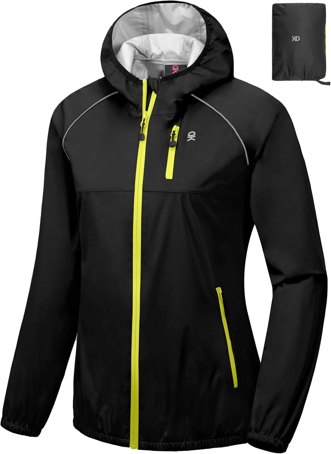 Little Donkey Andy Women's Lightweight Rain Cycling Stretch Jacket with Hood, Windproof and Waterproof, Ultralight Packable
