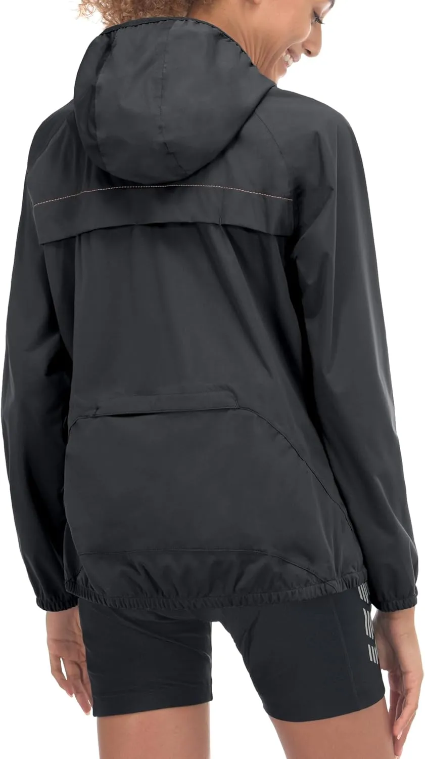 Little Donkey Andy Women's Lightweight Rain Cycling Stretch Jacket with Hood, Windproof and Waterproof, Ultralight Packable