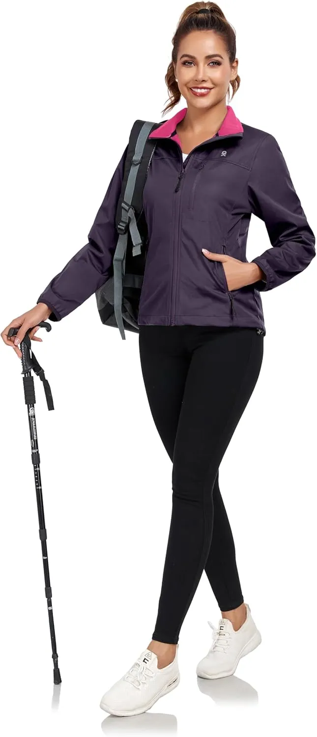 Little Donkey Andy Women's Lightweight Softshell Jacket Windbreaker for Hiking Running Golf Travel, Windproof, Waterproof