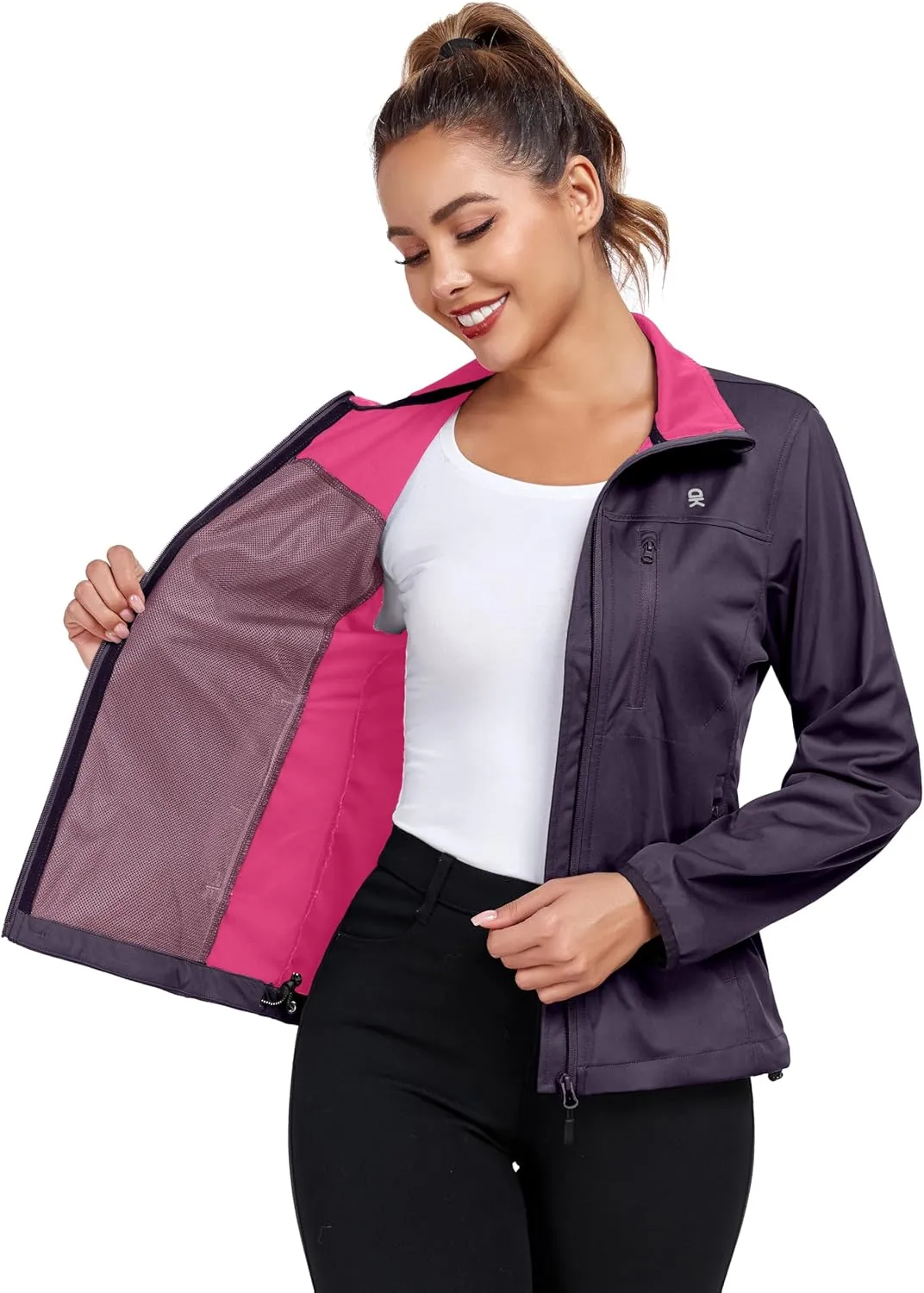Little Donkey Andy Women's Lightweight Softshell Jacket Windbreaker for Hiking Running Golf Travel, Windproof, Waterproof
