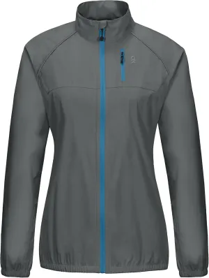 Little Donkey Andy Women's Lightweight Waterproof Cycling Running Stretch Jacket, Ultralight Windbreaker, Packable Gray Size XL