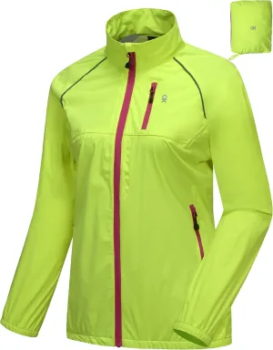 Little Donkey Andy Women's Lightweight Waterproof Cycling Stretch Jacket, Ultralight Windbreaker, Packable Yellow Size M