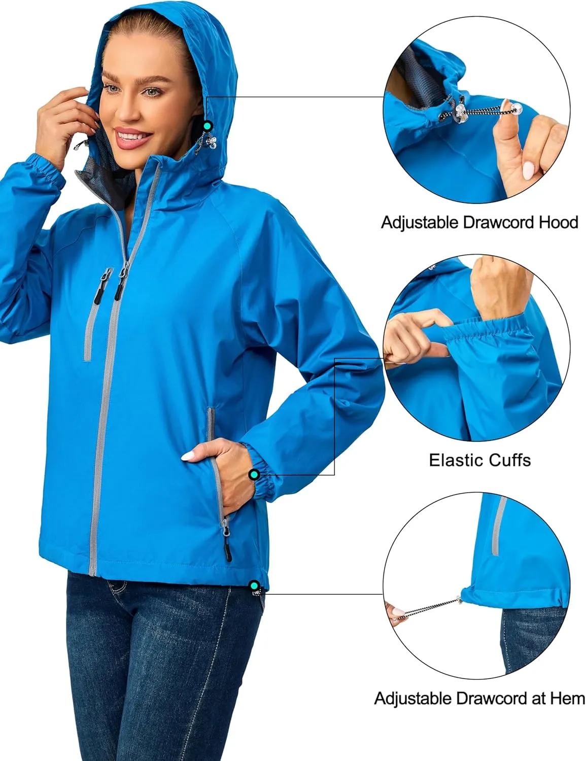 Little Donkey Andy Women's Lightweight Windbreaker Zip Up Windproof Outerwear Jacket for Hiking Travel Cycling