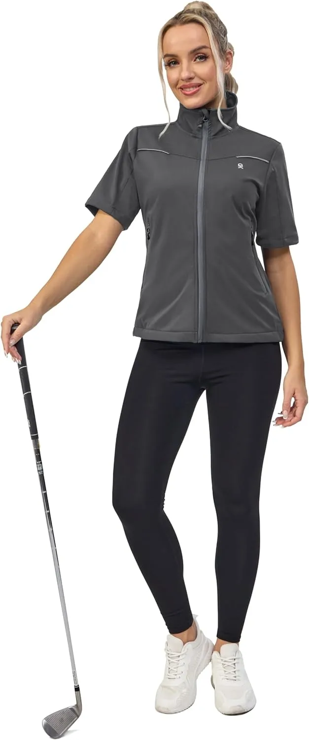 Little Donkey Andy Women's Short Sleeve Jacket Windproof Lightweight Vest for Golf Hiking Running
