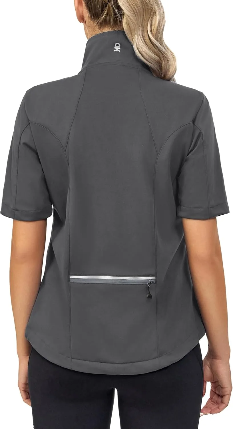 Little Donkey Andy Women's Short Sleeve Jacket Windproof Lightweight Vest for Golf Hiking Running