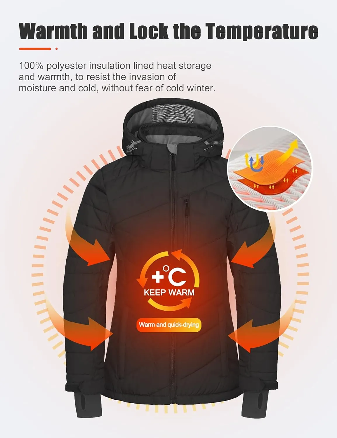 Little Donkey Andy Women's Warm Ski Jacket Water Resistant Insulated Snowboarding Jacket Windproof Winter Snow Coat