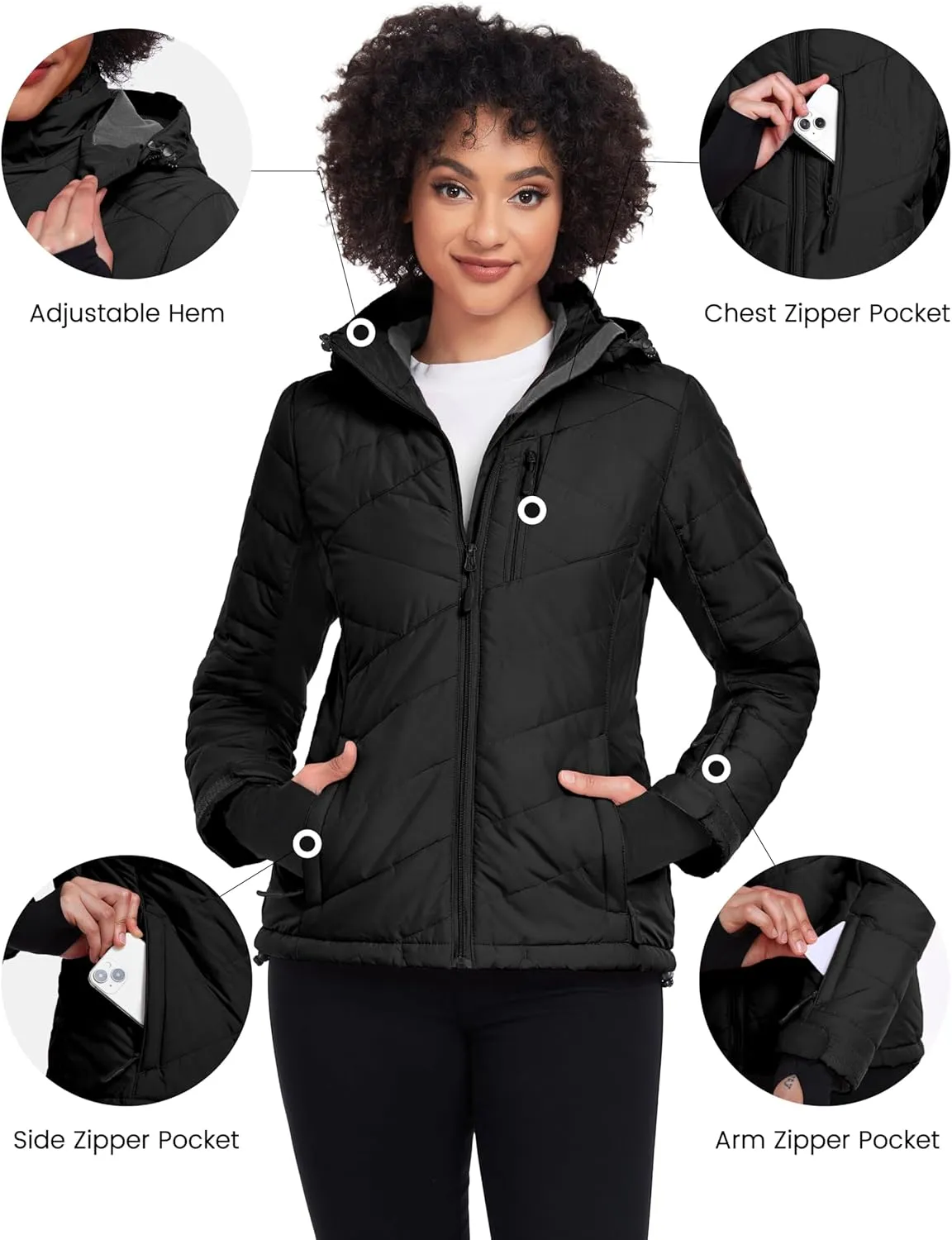 Little Donkey Andy Women's Warm Ski Jacket Water Resistant Insulated Snowboarding Jacket Windproof Winter Snow Coat