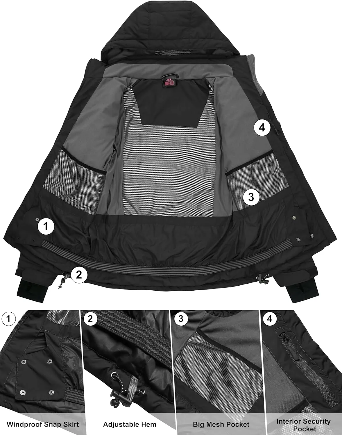 Little Donkey Andy Women's Warm Ski Jacket Water Resistant Insulated Snowboarding Jacket Windproof Winter Snow Coat