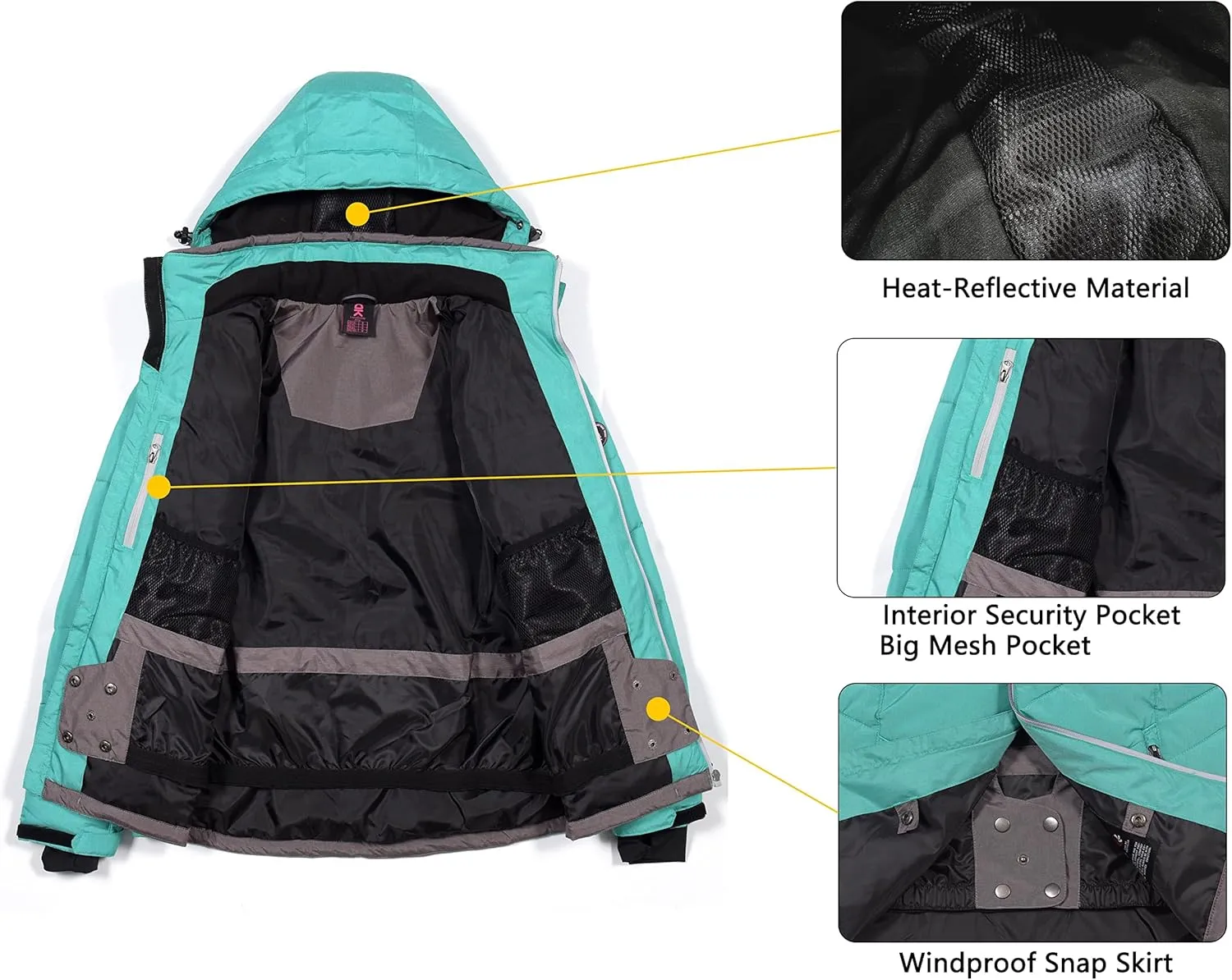 Little Donkey Andy Women's Warm Windproof Ski Insulated Jacket Water Repellent Winter Snowboarding Snow Coat