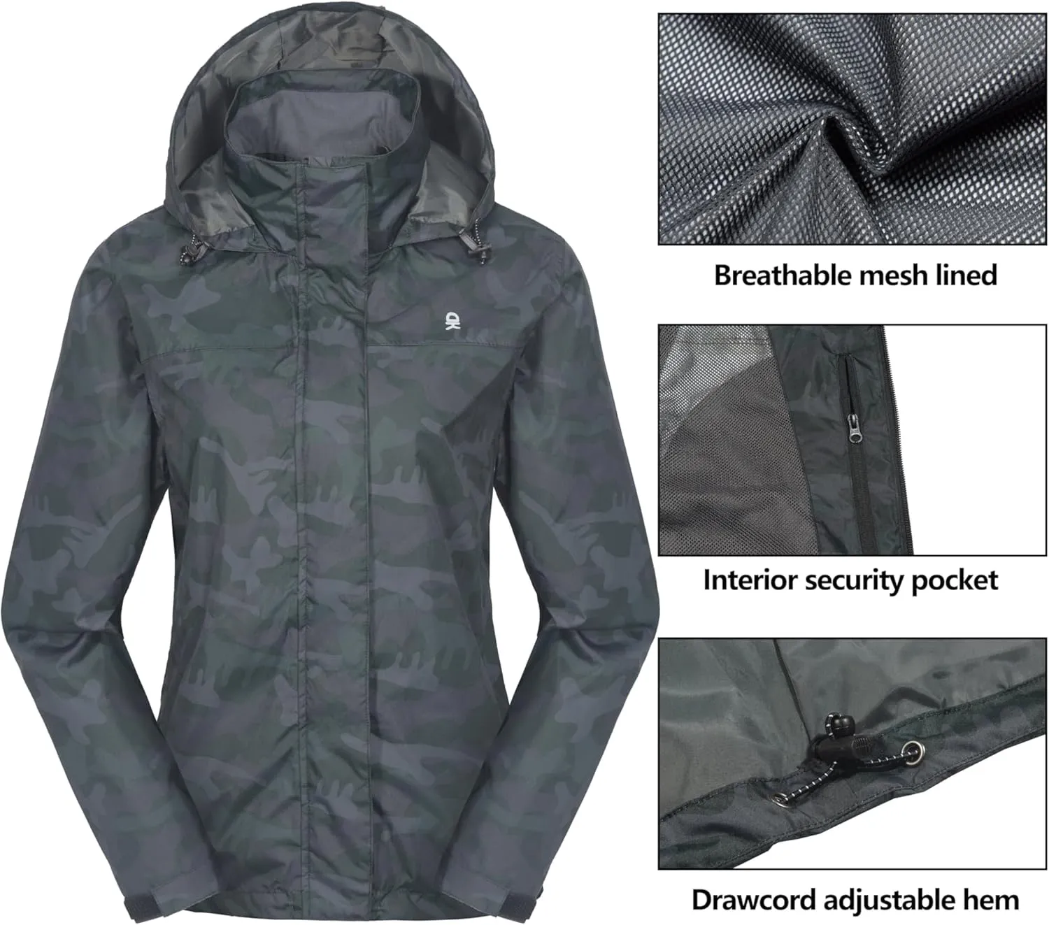 Little Donkey Andy Women’s Waterproof Rain Jacket Lightweight Outdoor Windbreaker Rain Coat Shell for Hiking, Travel