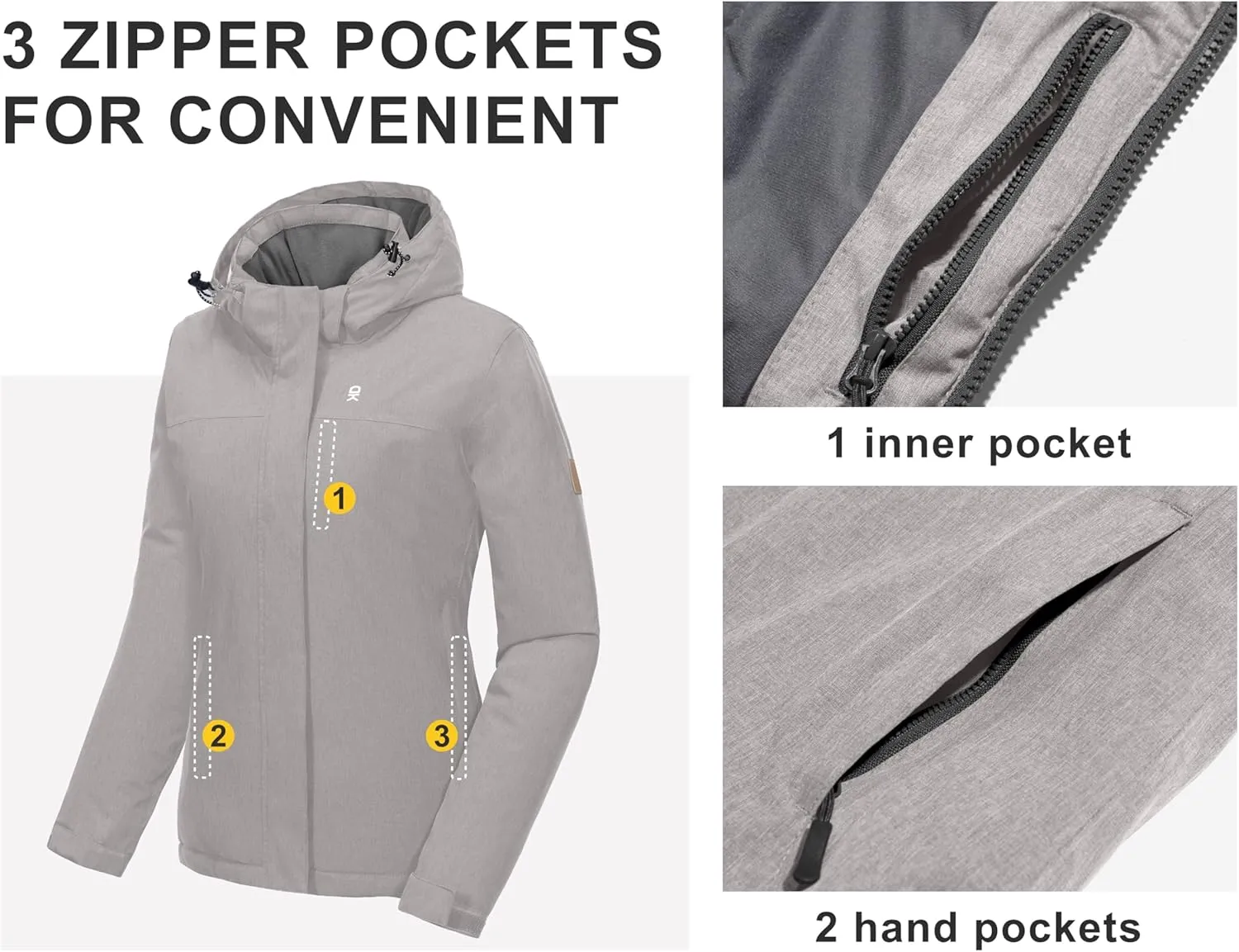 Little Donkey Andy Women's Waterproof Ski Snowboarding Jacket Windproof Warm Coat with Detachable Hood