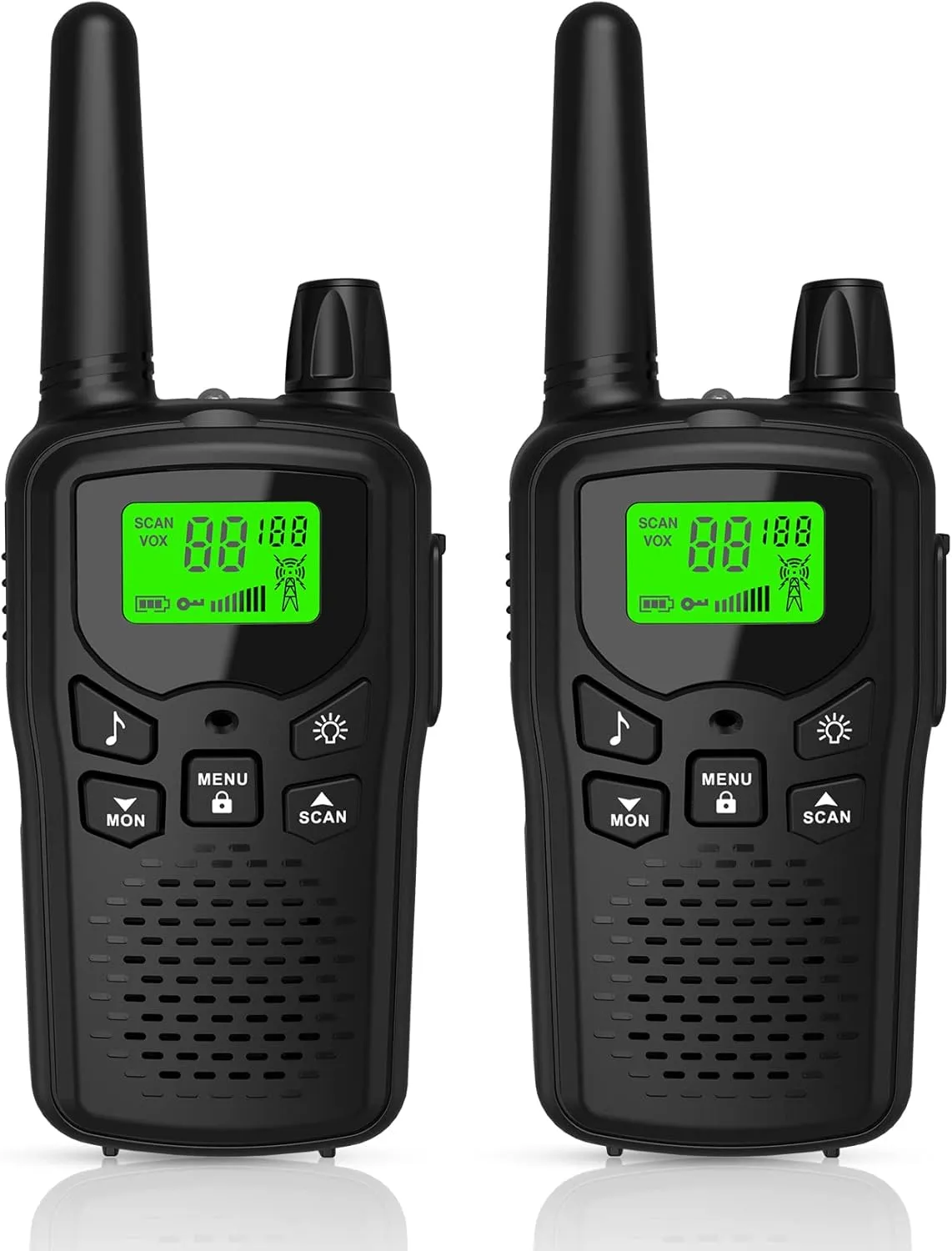Long Range Walkie Talkies with 22 FRS Channels, Adults with Lamp, VOX, LCD Display for Outdoor Activities - Black
