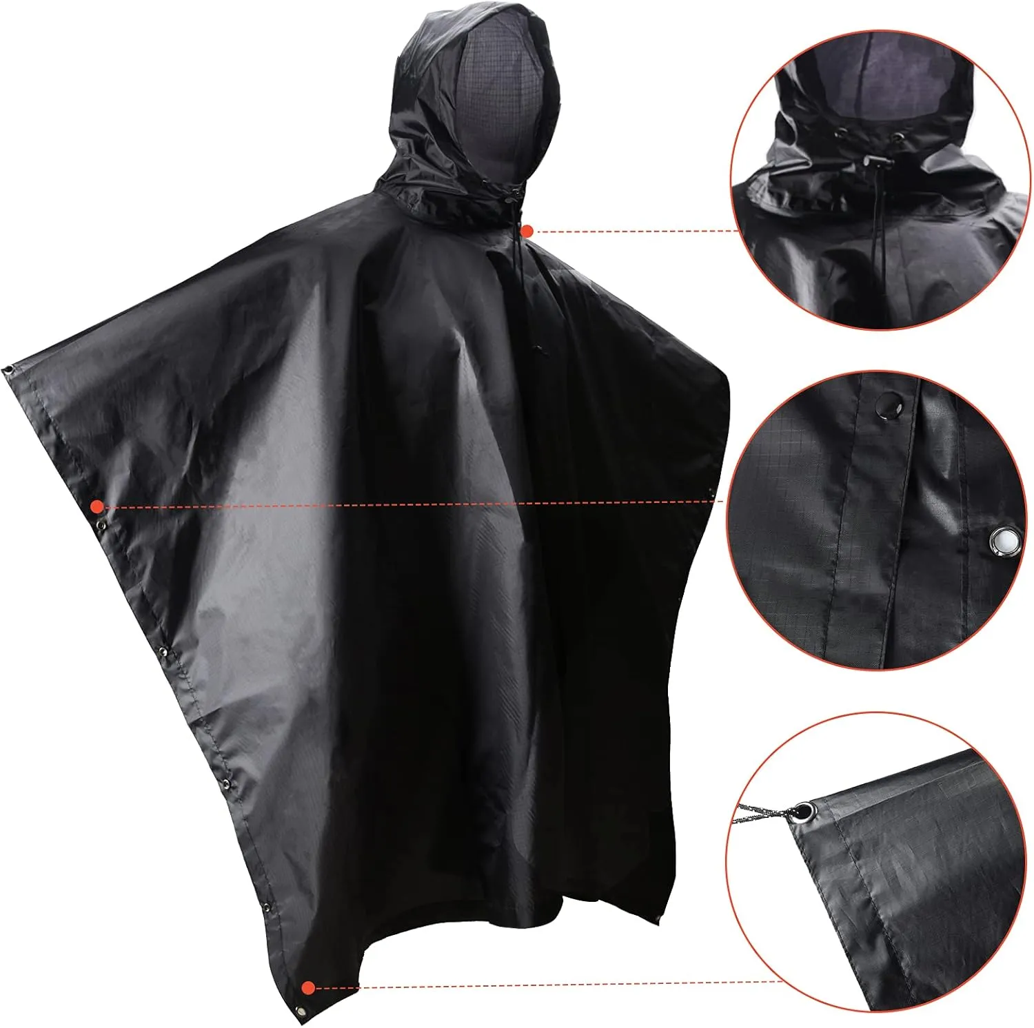 LOOGU Military Poncho, Camo Poncho Waterproof, Emergency Raincoat Lightweight for Outdoor Hunting Hiking Camping