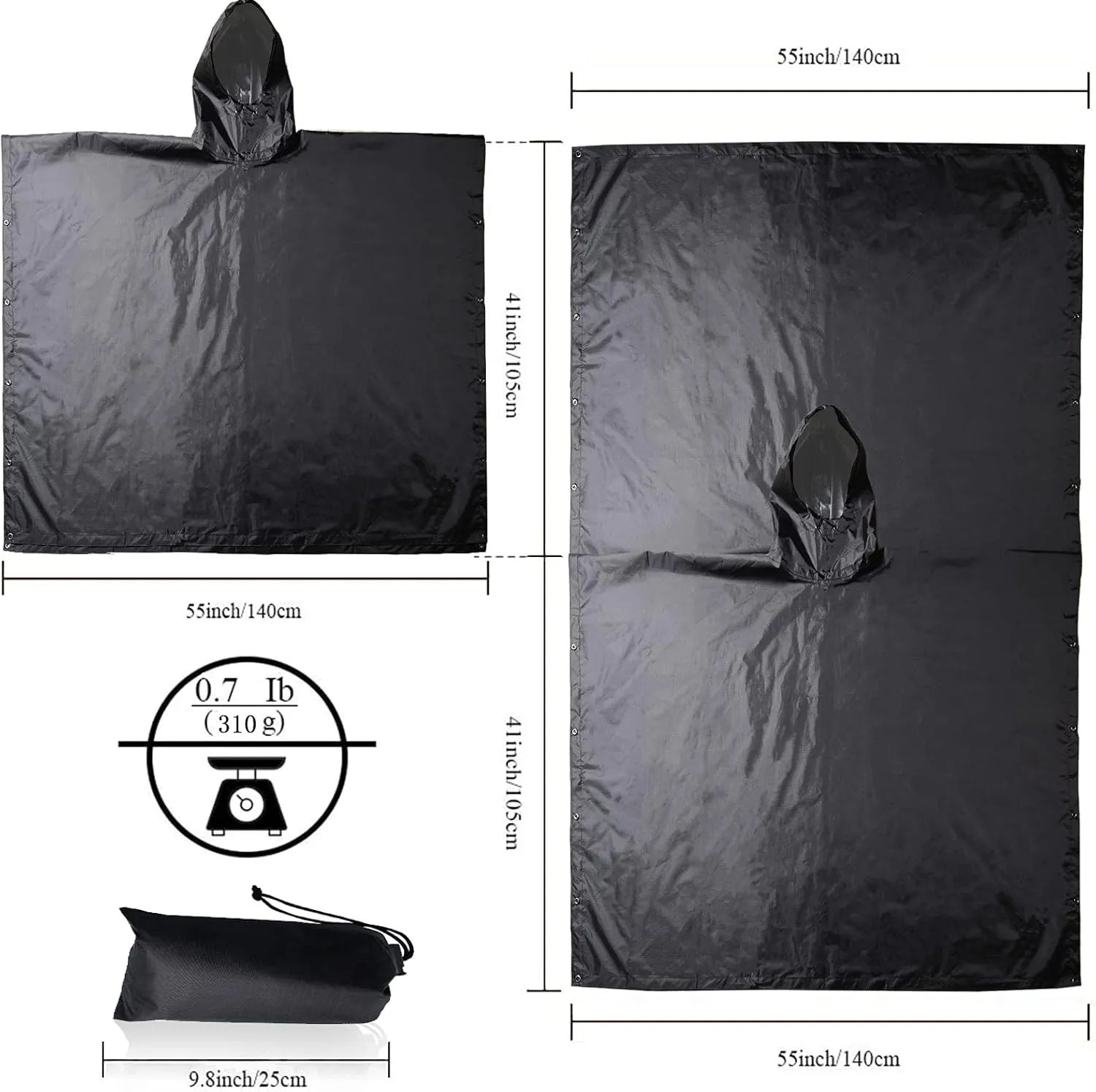 LOOGU Military Poncho, Camo Poncho Waterproof, Emergency Raincoat Lightweight for Outdoor Hunting Hiking Camping