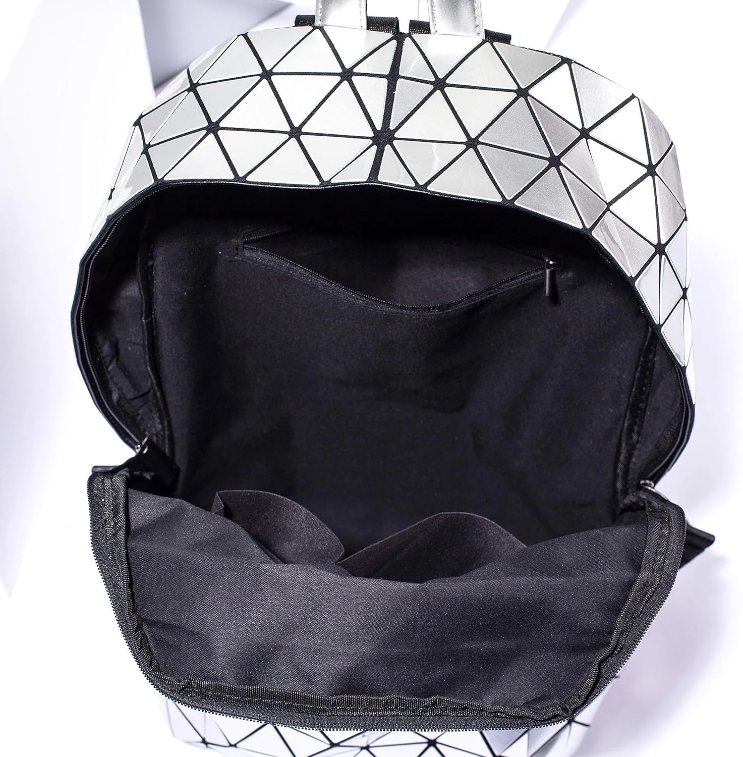 LorranTree Geometric Backpack Luminous Backpacks Holographic Reflective Bag Lumikay Bags Irredescent Rucksack Rainbow