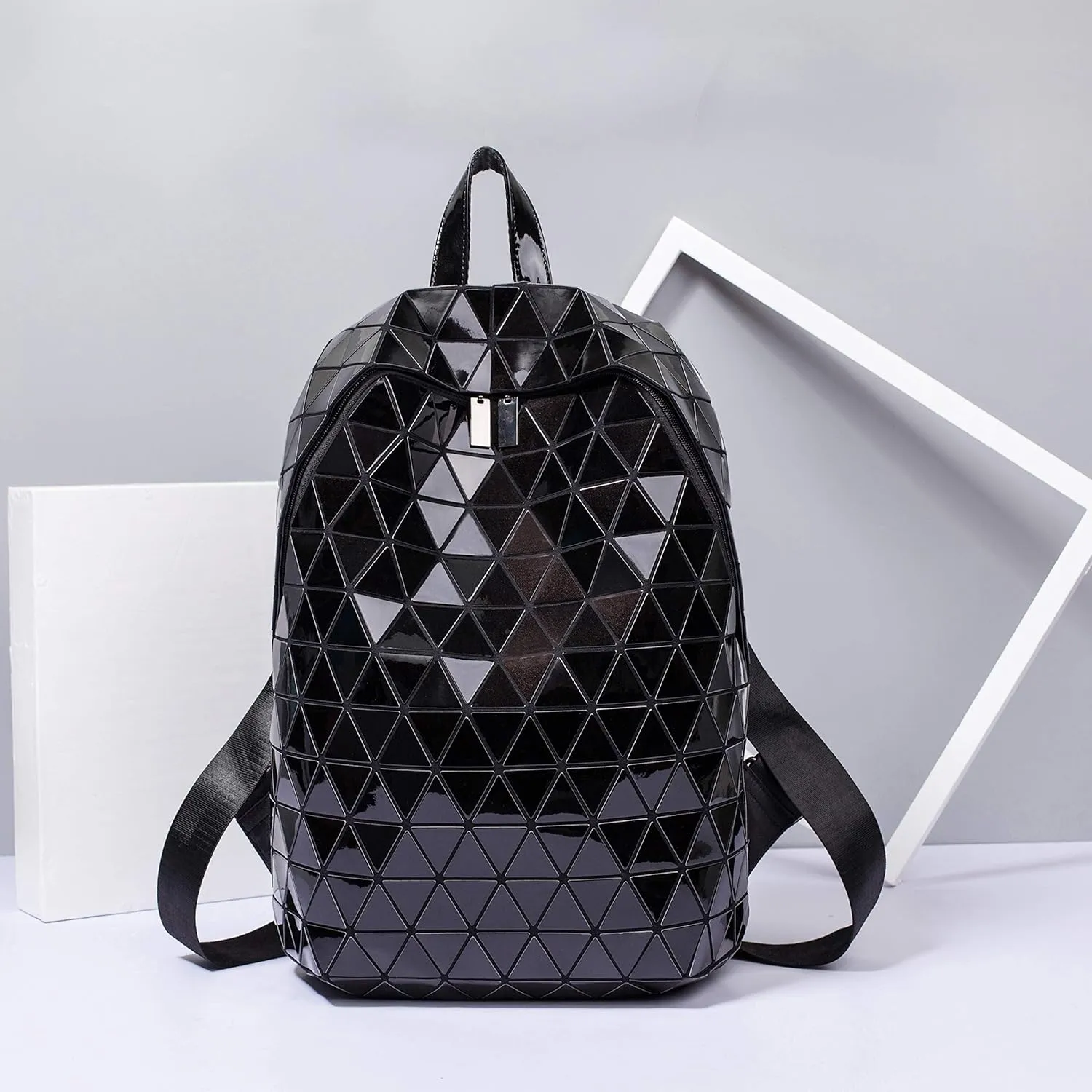 LorranTree Geometric Backpack Luminous Backpacks Holographic Reflective Bag Lumikay Bags Irredescent Rucksack Rainbow