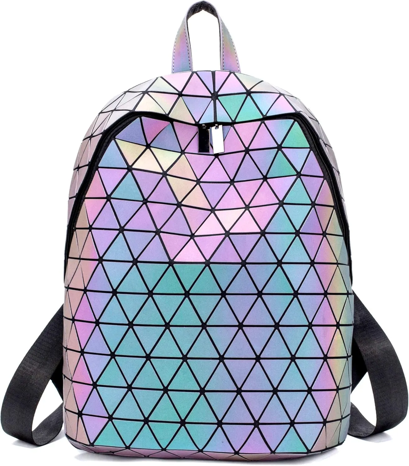 LorranTree Geometric Backpack Luminous Backpacks Holographic Reflective Bag Lumikay Bags Irredescent Rucksack Rainbow