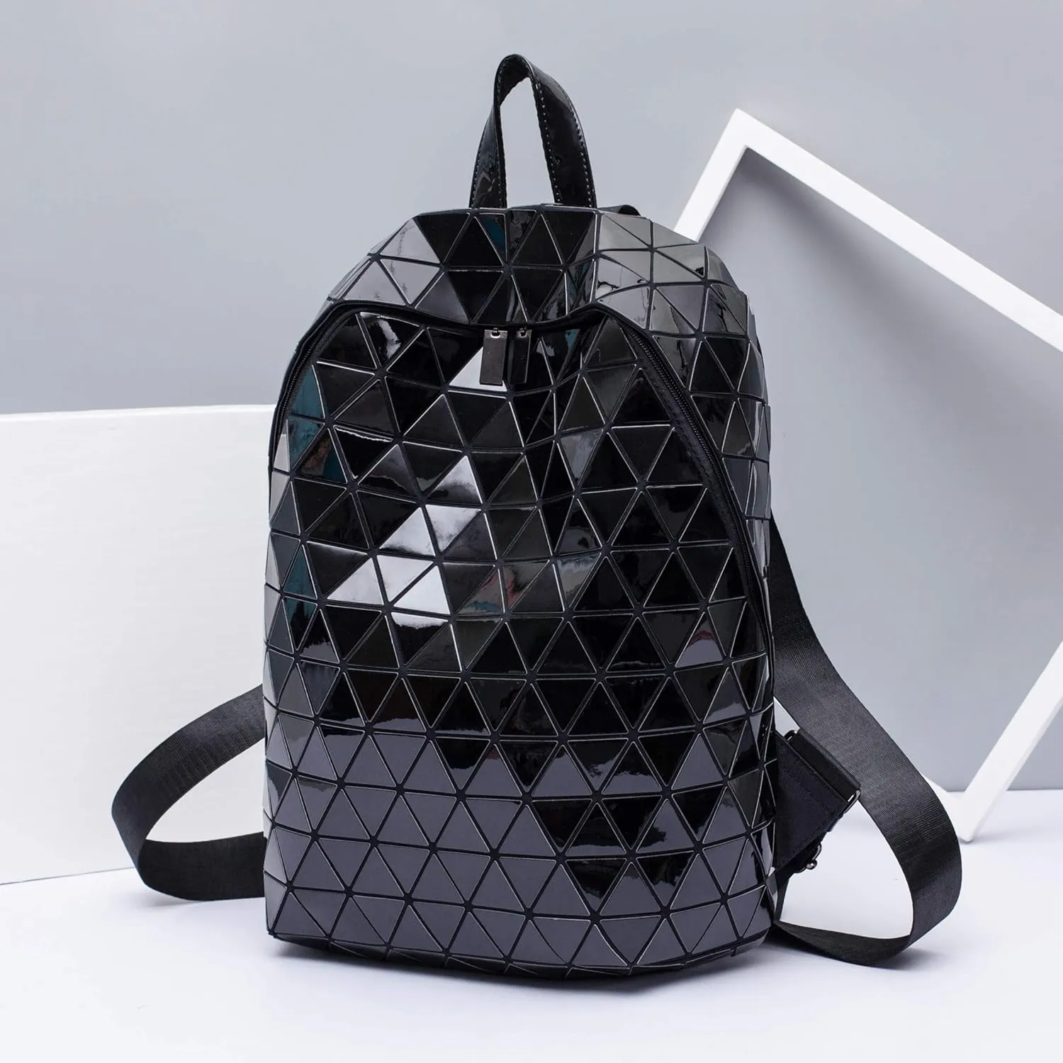 LorranTree Geometric Backpack Luminous Backpacks Holographic Reflective Bag Lumikay Bags Irredescent Rucksack Rainbow