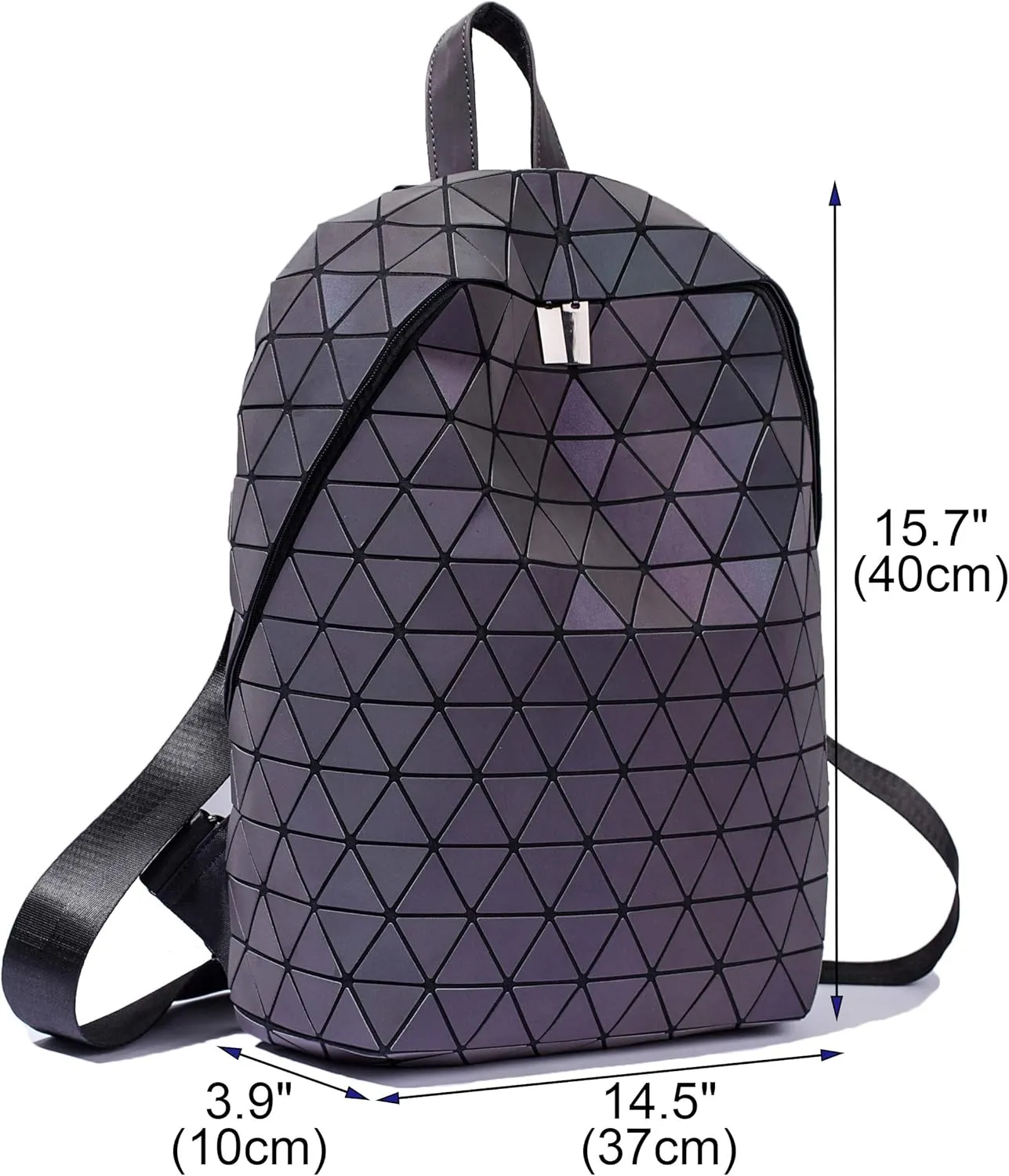 LorranTree Geometric Backpack Luminous Backpacks Holographic Reflective Bag Lumikay Bags Irredescent Rucksack Rainbow