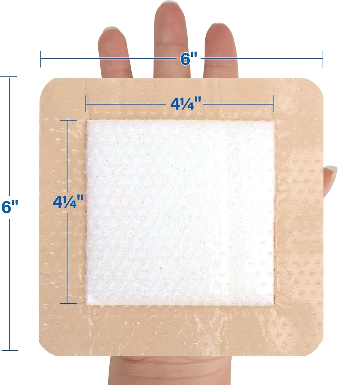 LotFancy Silicone Foam Dressing, 6"x 6" (4.3"x 4.3" Pad), 5 Count, Sterile Wound Dressing with Border, Bed Sores, Pressure Ulcers, Emergency Wound Care Bandages, Highly Absorbent, Waterproof