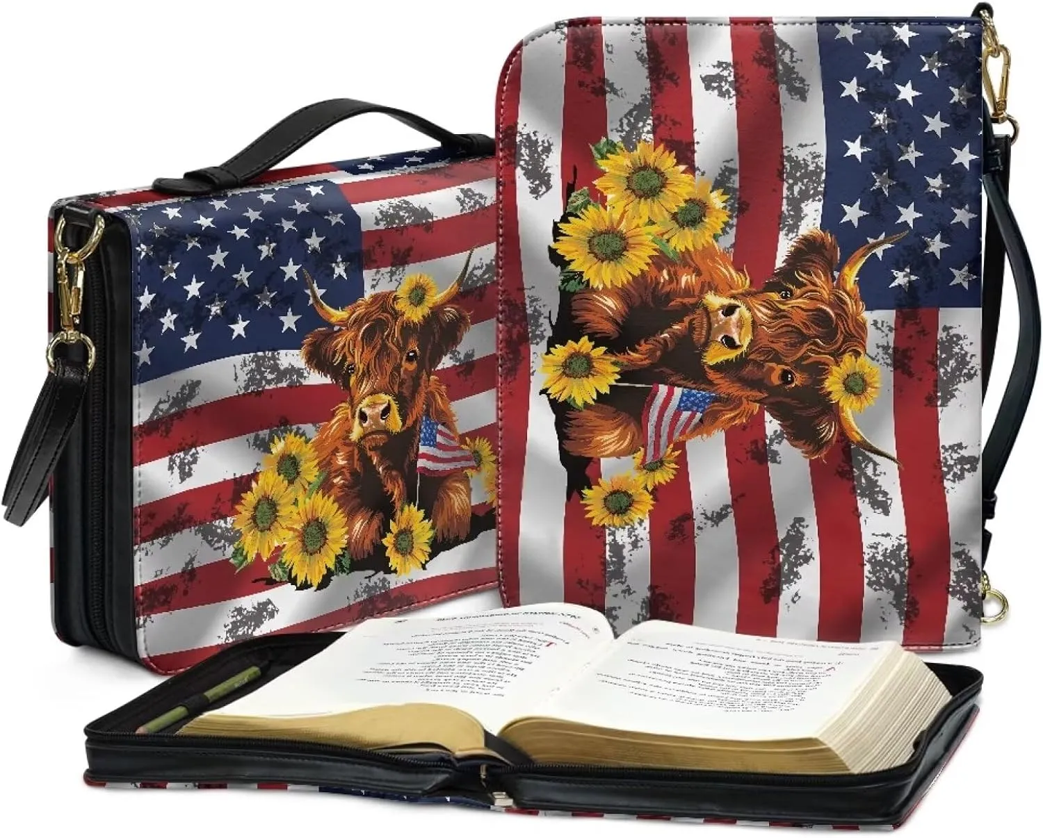 Lotusorchid Church Bible Bag for Women, Bible Cover Case for Men, Large Bible Accessories with Detachable Shoulder Strap