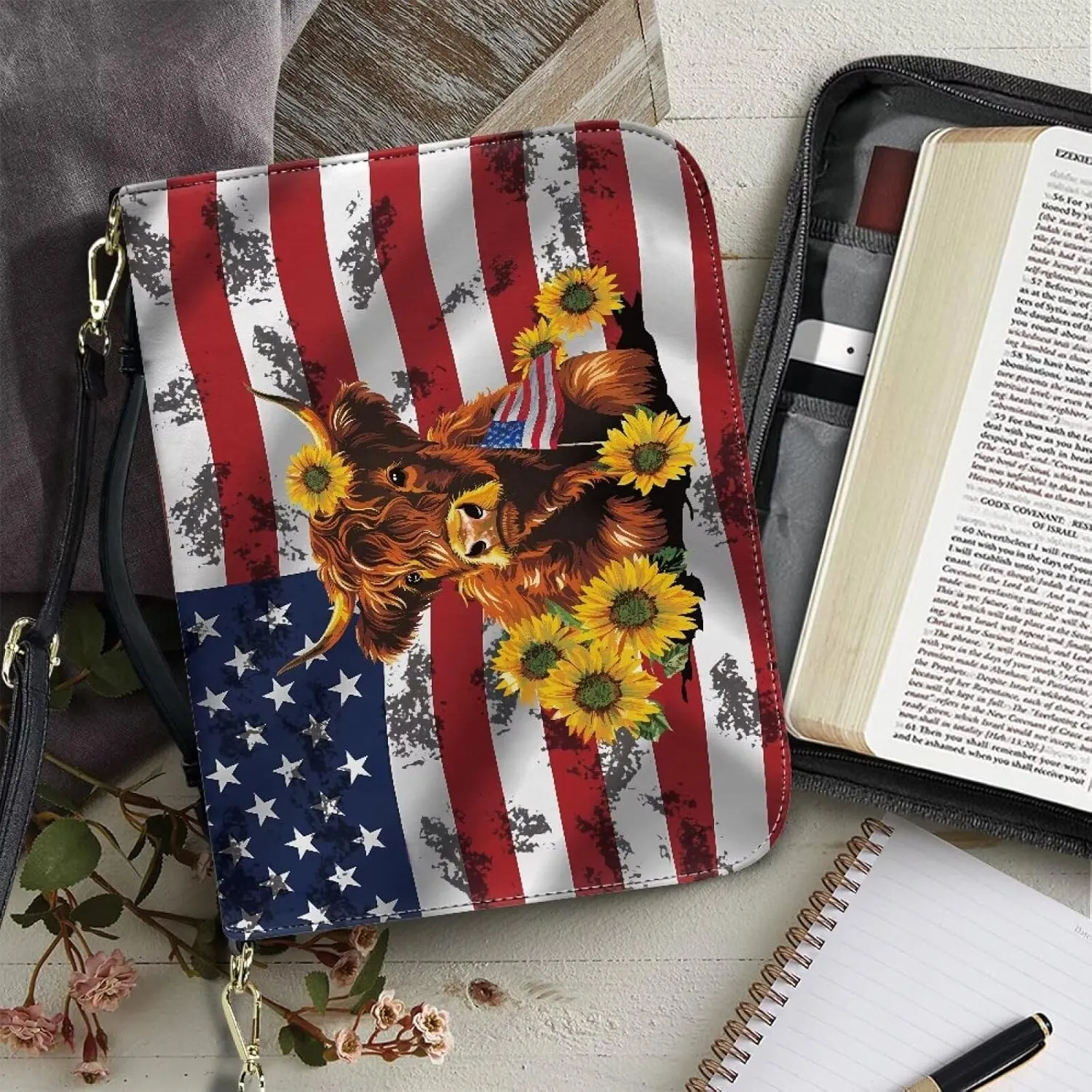 Lotusorchid Church Bible Bag for Women, Bible Cover Case for Men, Large Bible Accessories with Detachable Shoulder Strap