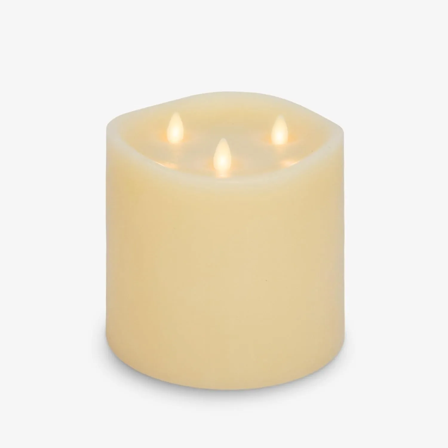 Luminara Tri-Flame Flameless LED Candle, Ivory 5.8" x 5.7", Moving Flame Real Wax Home Decor Battery Operated Emergency Light, Religious Ceremony Safe