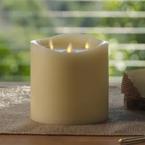 Luminara Tri-Flame Flameless LED Candle, Ivory 5.8" x 5.7", Moving Flame Real Wax Home Decor Battery Operated Emergency Light, Religious Ceremony Safe