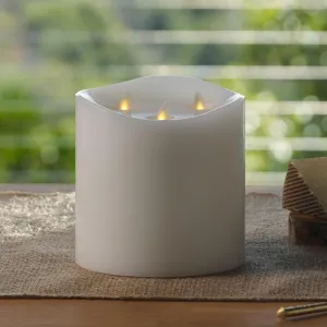 Luminara Tri-Flame Flameless LED Candle, White 5.8" x 5.7", Moving Flame Real Wax Home Decor Battery Operated Emergency Light, Religious Ceremony Safe