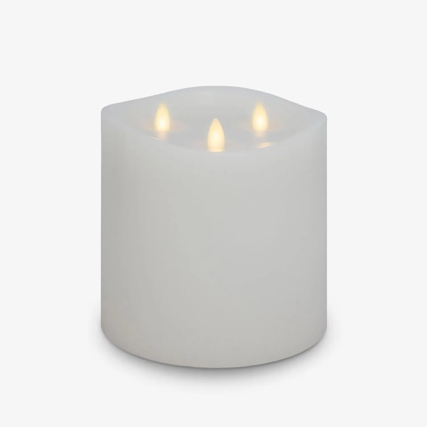 Luminara Tri-Flame Flameless LED Candle, White 5.8" x 5.7", Moving Flame Real Wax Home Decor Battery Operated Emergency Light, Religious Ceremony Safe