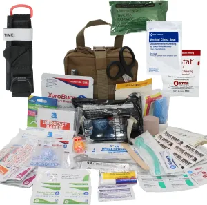 Luminary Advanced IFAK Stocked MOLLE Rip-Away Trauma Hemorrhage Control First Aid Kit with Headrest Mount Quick Release Panel Emergency Pack (Coyote Tan)
