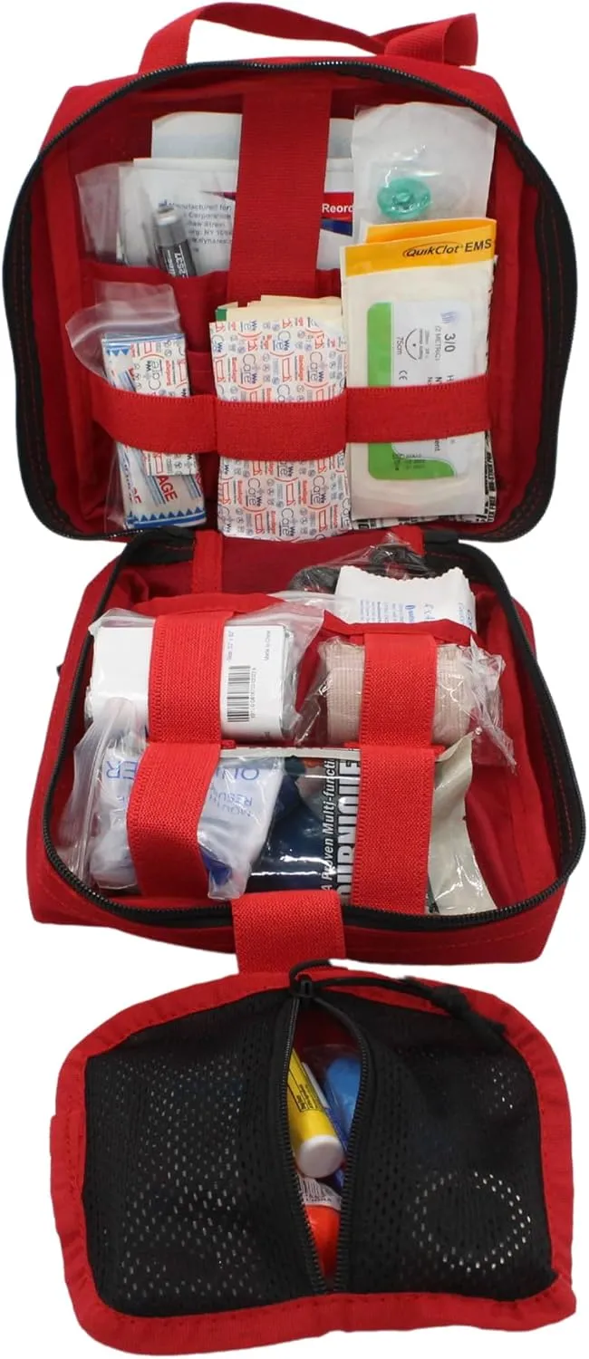 Luminary Advanced IFAK Stocked MOLLE Rip-Away Trauma Hemorrhage Control First Aid Kit with Headrest Mount Quick Release Panel Emergency Pack (Red)