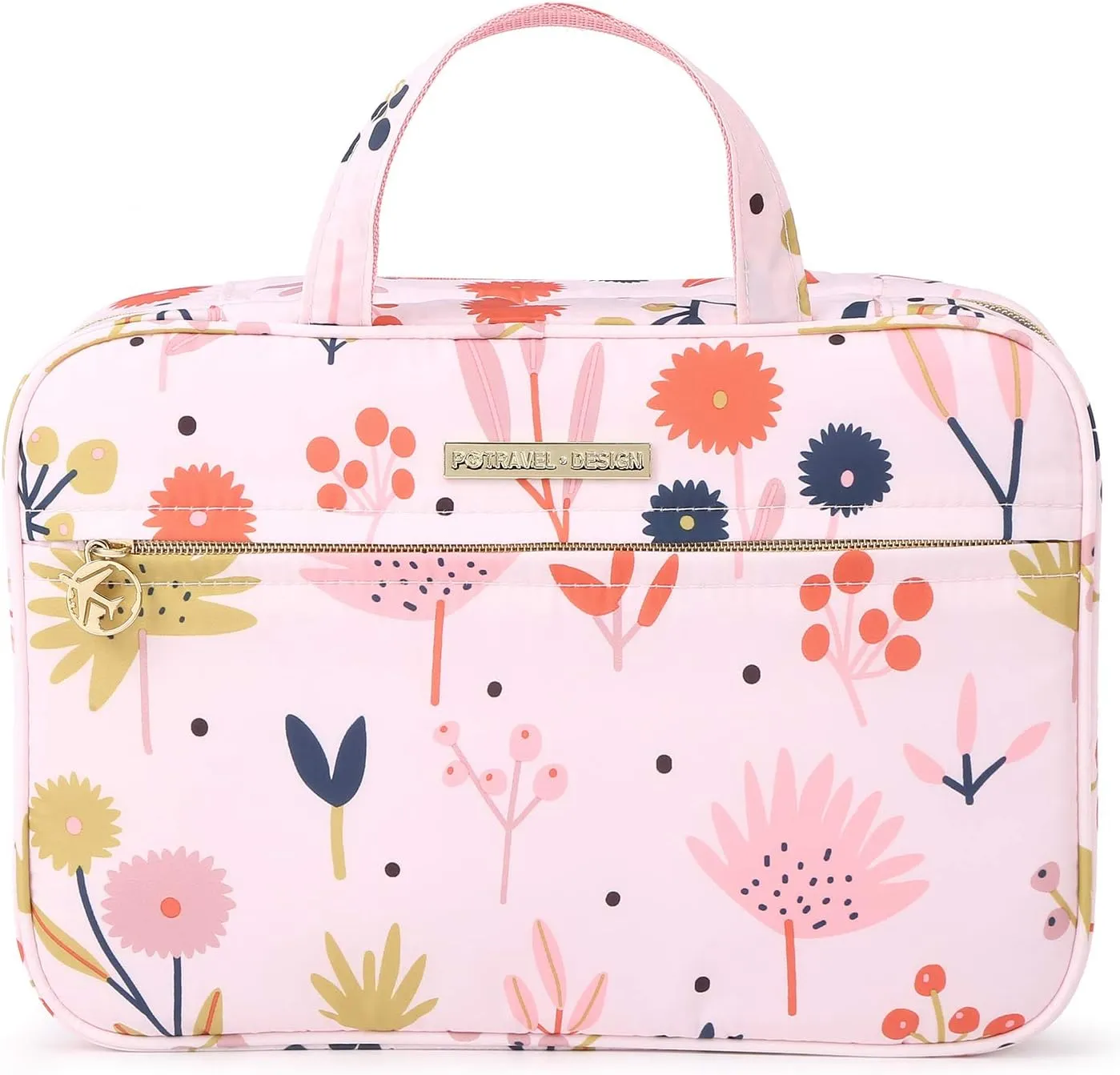 Lychii Hanging Toiletry Bag for Women, Travel Makeup Organizer Cosmetic Case for Bathroom Shower, Large - Floral Printed