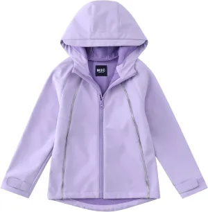 M2C Girls Hooded Fleece Lined Windproof Softshell Jacket Lavender 7T