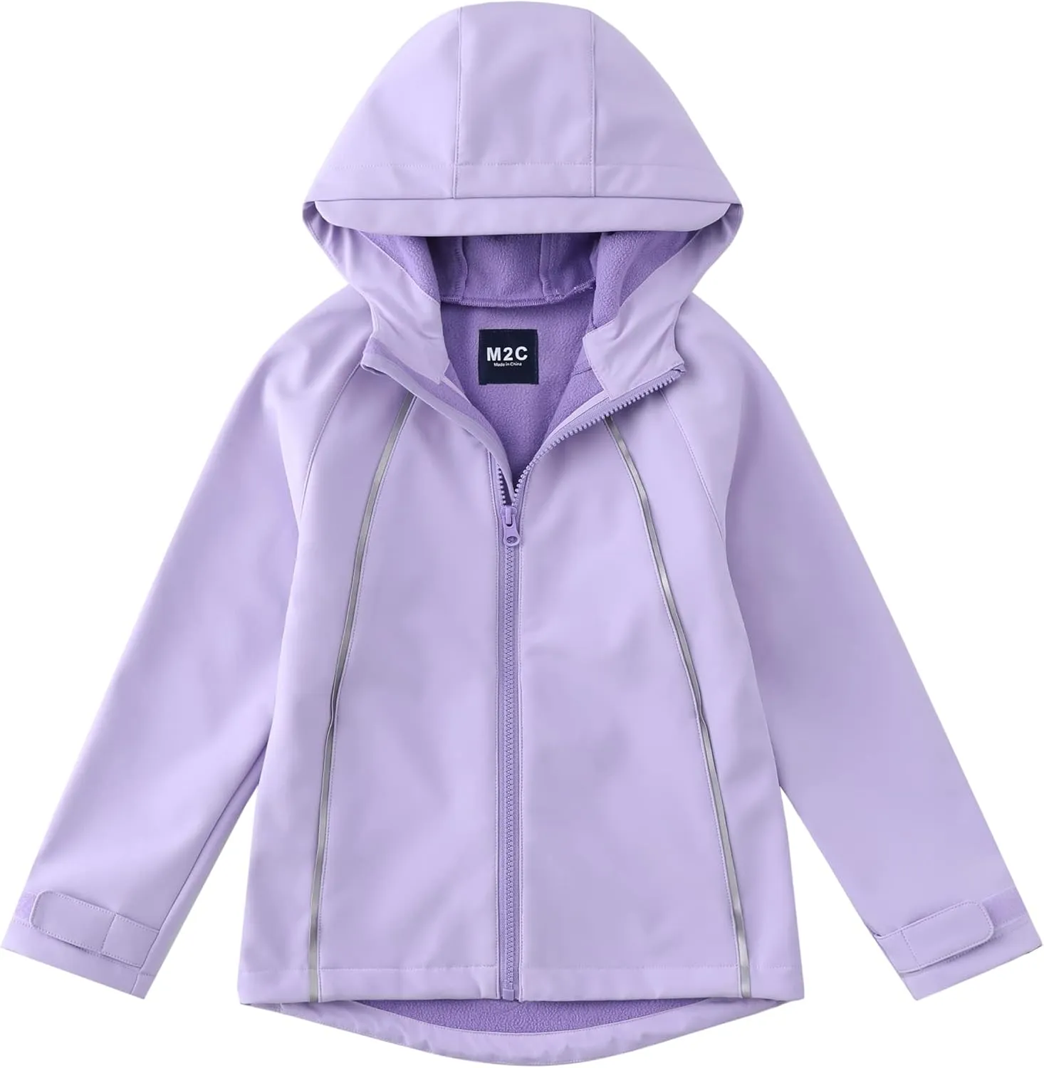 M2C Girls Hooded Fleece Lined Windproof Softshell Jacket Lavender 7T