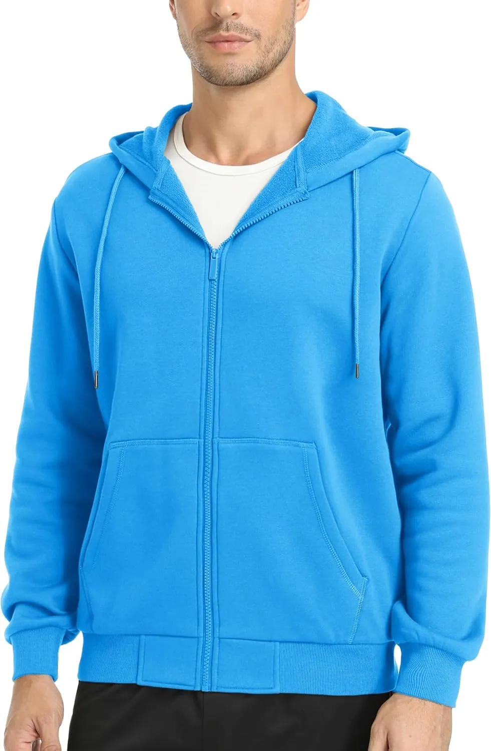 MAGCOMSEN Men's Hoodies Full Zip Up Sweatshirt Fleece Lined Midweigt Hooded Jacket with Pockets Casual Sports Sweater