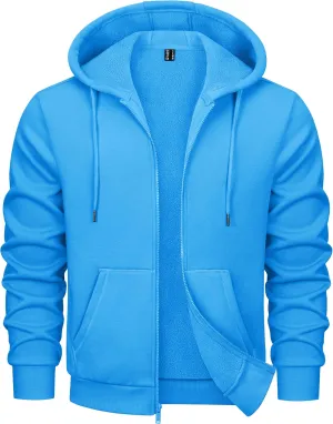 MAGCOMSEN Men's Hoodies Full Zip Up Sweatshirt Fleece Lined Midweigt Hooded Jacket with Pockets Casual Sports Sweater