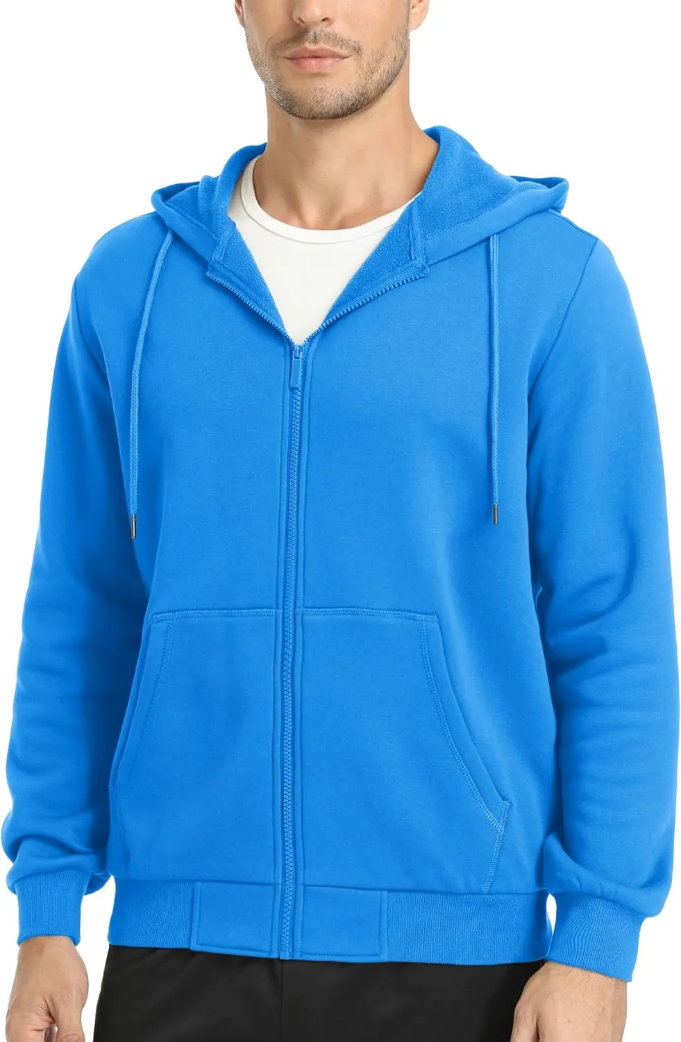 MAGCOMSEN Men's Hoodies Full Zip Up Sweatshirt Fleece Lined Midweigt Hooded Jacket with Pockets Casual Sports Sweater