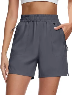 MAGCOMSEN Women's 5" Hiking Cargo Shorts UPF 50  Quick Dry Lightweight Golf Athletic Casual Summer Shorts with Pockets