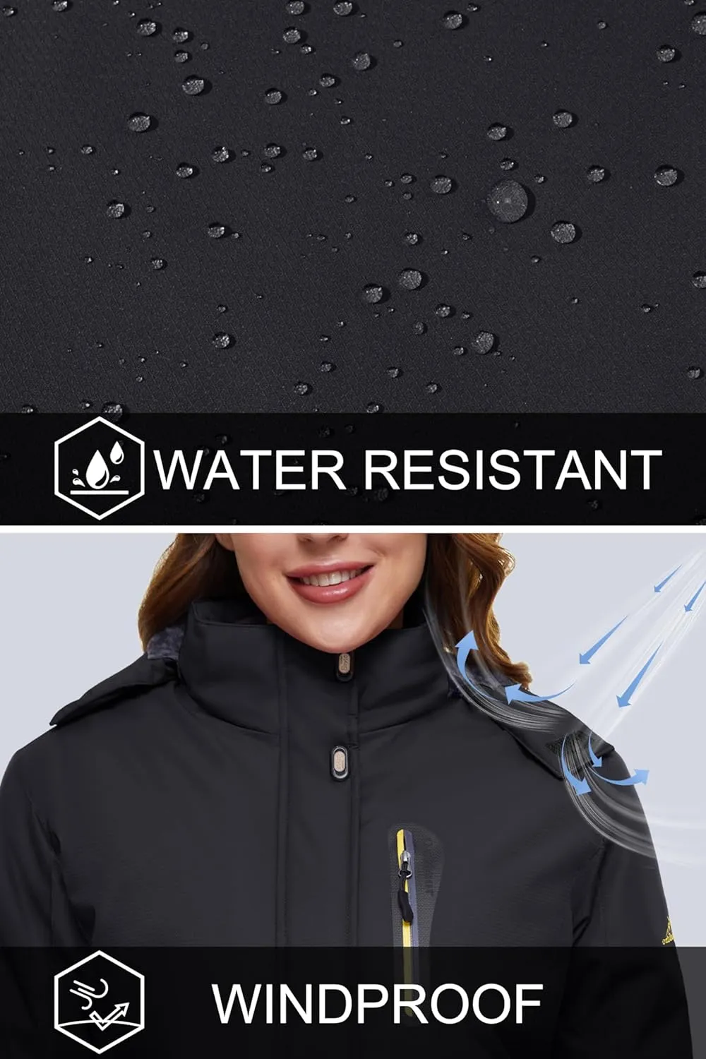 MAGCOMSEN Women's Ski Jackets Water Resistant Insulated Snow Jcakets Windproof Fleece Lined Winter Coats with Hood
