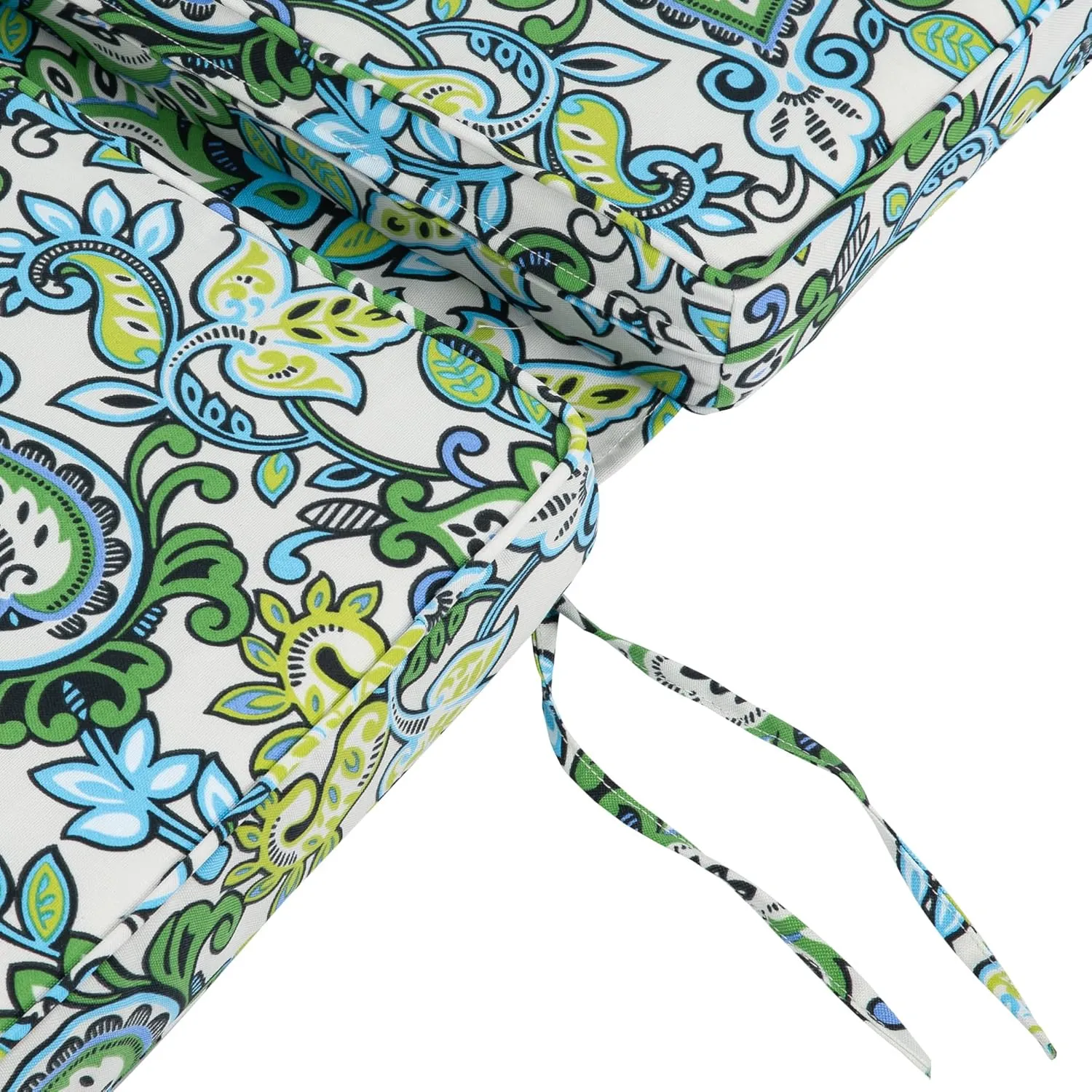 Magpie Fabrics Outdoor/Indoor High Back Square Corner Chair Cushion with Handle & Ties, Waterproof for Home Garden Balcony Patio Beach Swimming Pool, 45"x20"x3", Botanical Blue