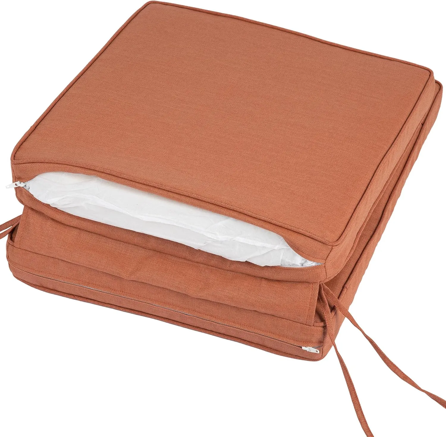 Magpie Fabrics Outdoor/Indoor High Back Square Corner Chair Cushion with Handle & Ties, Waterproof for Home Garden Balcony Patio Beach Swimming Pool, 45"x20"x3", Coral
