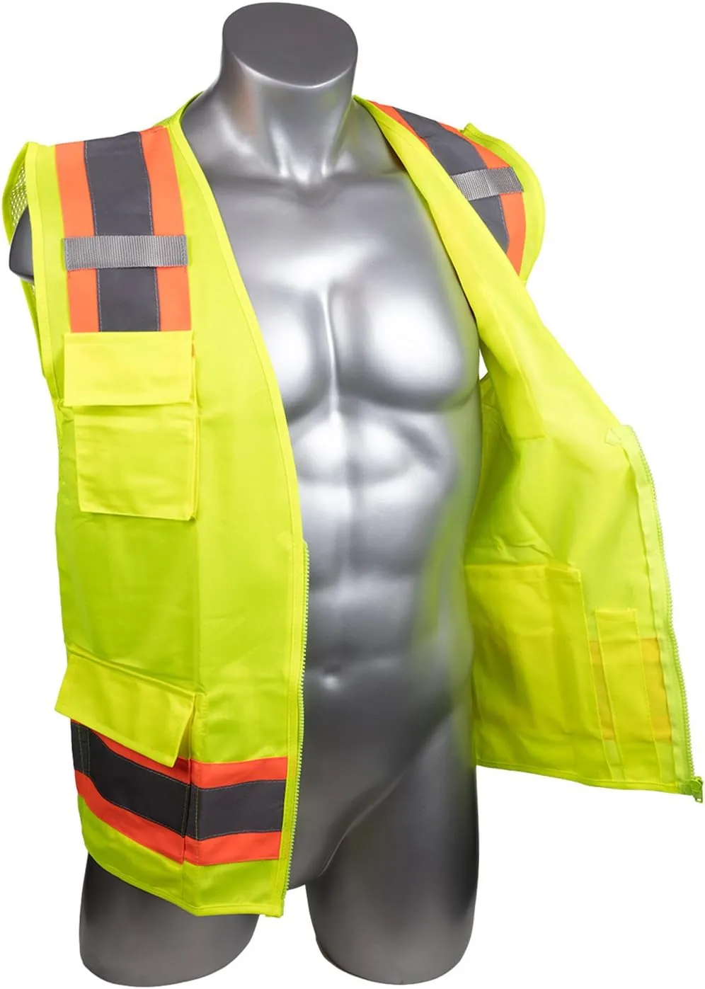 Malta Dynamics High Visibility Yellow Safety Surveyor Vest, OSHA/ANSI Compliant, Multi Size