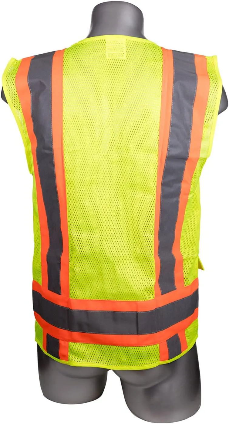 Malta Dynamics High Visibility Yellow Safety Surveyor Vest, OSHA/ANSI Compliant, Multi Size