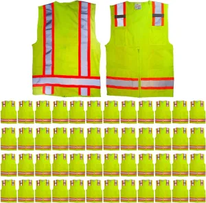 Malta Dynamics High Visibility Yellow Safety Surveyor Vest, OSHA/ANSI Compliant, Multi Size