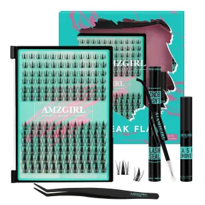 Manga Lash Clusters Kit 144PCS Fairy Eyelash Extension Kit with Lash Bond and Seal, Fake Eyelashes Clusters with Invisible Lash Band, Lash Glue Remover and Lash Applicators (8-16mm Kit,Black Bond)